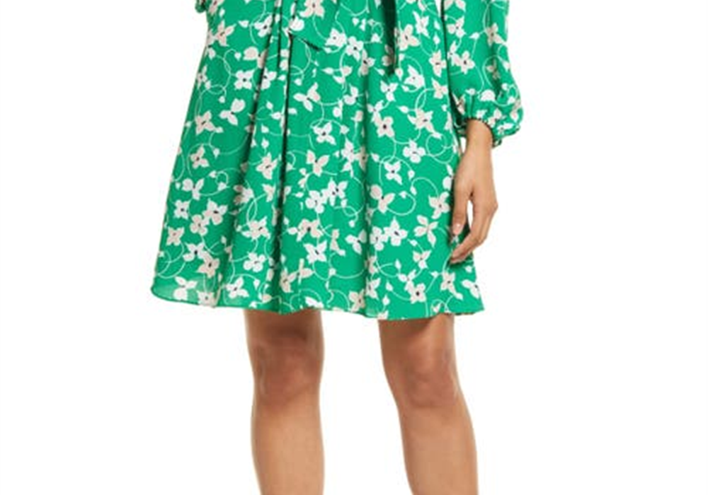 Vestido floral de manga comprida Eliza J, verde, tamanho 14