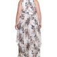 Vestido de chiffon estampado com decote em V e decote em V feminino Eliza J, tamanho pequeno e branco