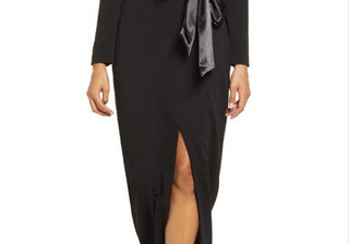 Vestido de smoking Eliza J, manga comprida, preto, tamanho 10