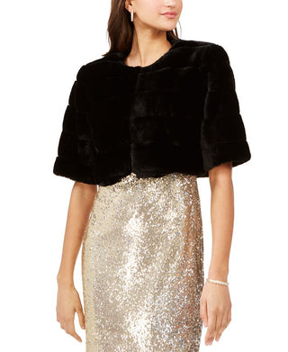 Jaqueta sintética feminina Eliza J, preta, tamanho extragrande