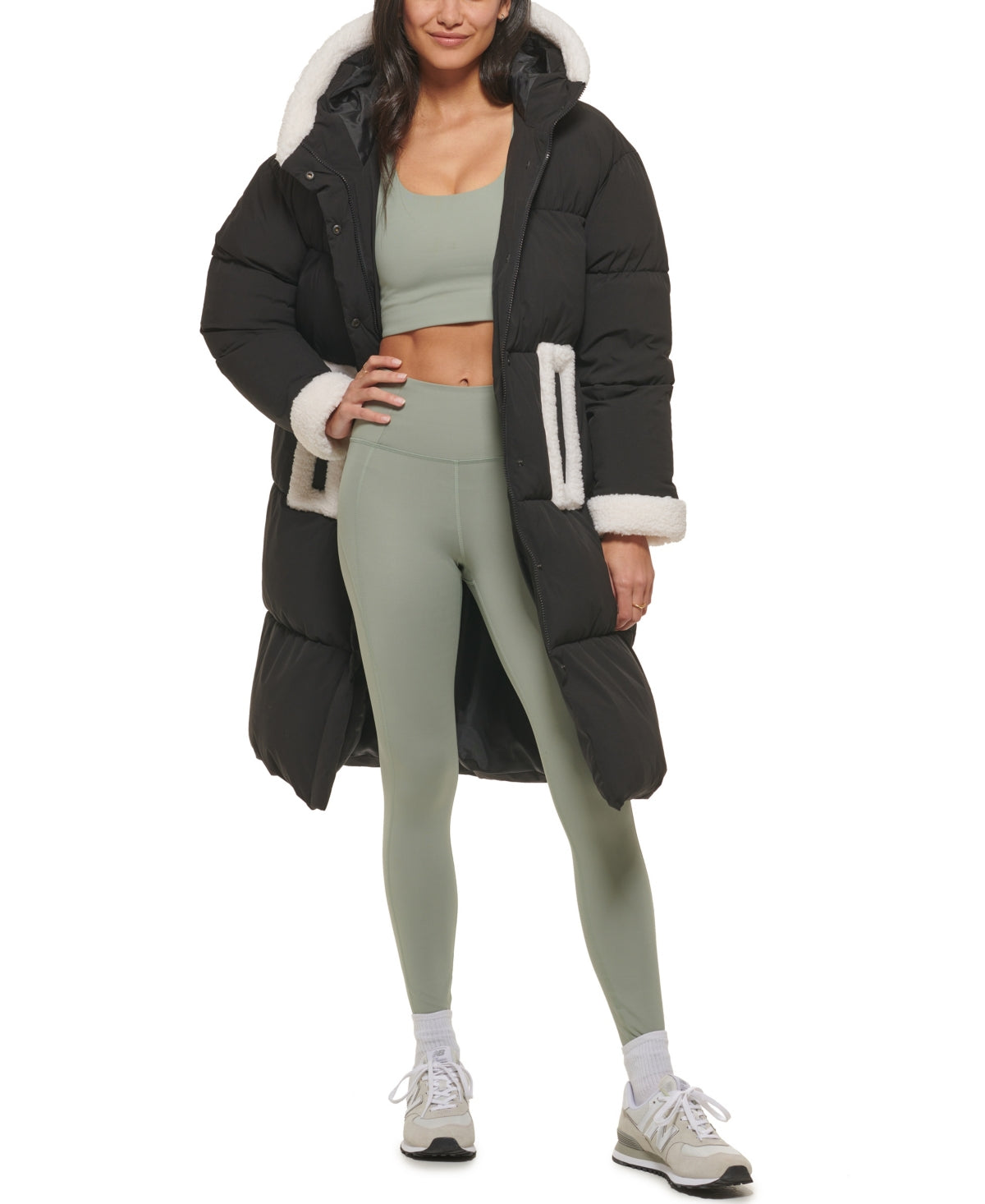 Levi's Faux Shearling Trim Puffer Parka em preto, tamanho X-S