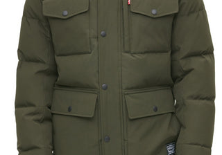 Jaqueta Parka Acolchoada Verde Zara Men com Capuz Tamanho M