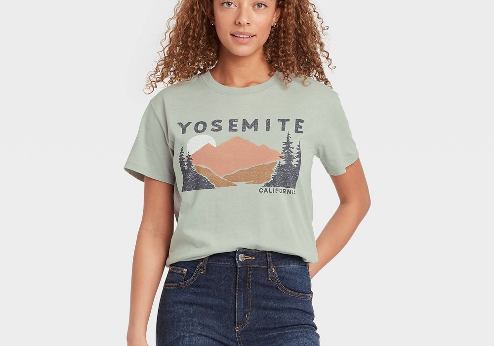 Camiseta feminina Yosemite manga curta estampada verde tamanho XXL