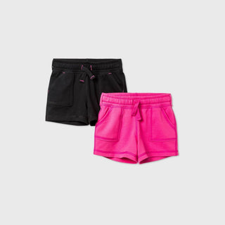 Shorts de malha adaptável para meninas, pacote com 2, Cat &amp; Jack, preto e rosa, tamanho 3T