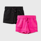 Shorts de malha adaptável para meninas, pacote com 2, Cat &amp; Jack, preto e rosa, tamanho 3T