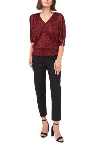 Top feminino MSK com decote profundo e ombros descobertos, tamanho pequeno, vermelho