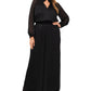 Macacão feminino MSK com cintura franzida, preto, tamanho 2X