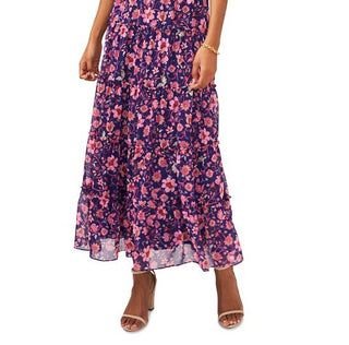 Vestido longo feminino MSK sem mangas com decote em camadas e amarração, roxo, tamanho médio