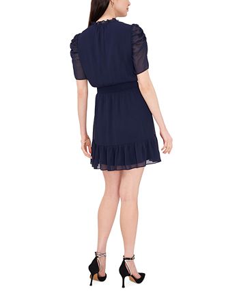 Vestido feminino MSK com babados, azul, tamanho pequeno e pequeno