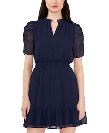 Vestido feminino MSK com babados, azul, tamanho pequeno e pequeno