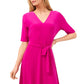 Vestido midi feminino MSK com decote em V, rosa, tamanho extragrande