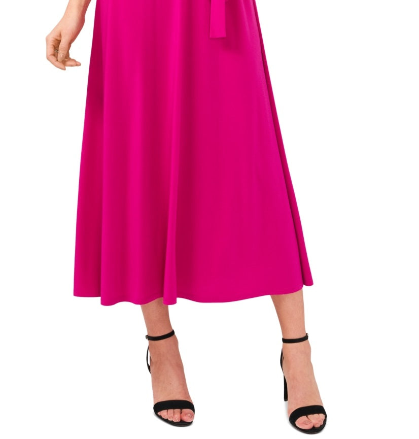 Vestido midi feminino MSK com decote em V, rosa, tamanho extragrande