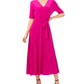Vestido midi feminino MSK com decote em V, rosa, tamanho extragrande