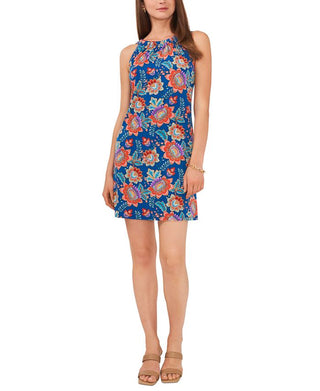 Vestido feminino MSK estampado frente única azul tamanho pequeno médio