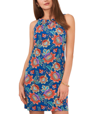 Vestido feminino MSK estampado frente única azul tamanho pequeno médio