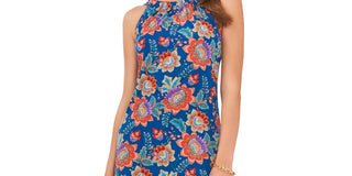 Vestido feminino MSK estampado frente única azul tamanho pequeno extragrande