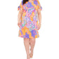 Vestido curto feminino MSK com mangas amarradas e bainha rosa tamanho 3X