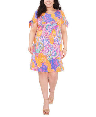 Vestido curto feminino MSK com mangas amarradas e bainha rosa tamanho 3X