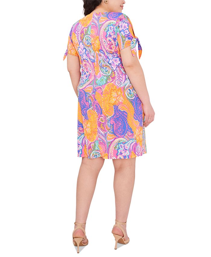 Vestido curto feminino MSK com mangas amarradas e bainha rosa tamanho 3X