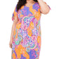 Vestido curto feminino MSK com mangas amarradas e bainha rosa tamanho 3X