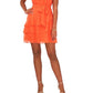 1.STATE Vestido feminino com babados e cintura amarrada, laranja, tamanho X-S