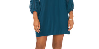 Vestido feminino MSK com decote aberto e ombros descobertos, azul, tamanho grande
