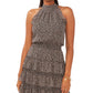 Vestido feminino MSK com decote halter e camadas de chiffon, ajuste evasê, preto, tamanho grande
