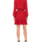 Vestido feminino MSK com decote em V, cintura franzida e babados, tamanho P, vermelho