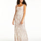 Vestido feminino Jump com estampa brilhante, sem mangas, gola quadrada, comprimento total, formal, branco, tamanho 13-14