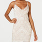 Jump Apparel Vestido Feminino com Estampa de Glitter, Alças Finas, Gola Careca, Mini Vestido de Festa Bodycon, Branco, Tamanho Médio