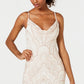Jump Apparel Vestido Feminino com Estampa de Glitter, Alças Finas, Gola Careca, Mini Vestido de Festa Bodycon, Branco, Tamanho Médio