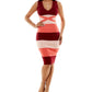 Vestido bandagem com blocos de cores Bebe feminino rosa tamanho grande