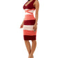 Vestido bandagem com blocos de cores Bebe feminino rosa tamanho grande