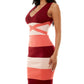Vestido bandagem com blocos de cores Bebe feminino rosa tamanho grande