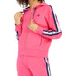 Tommy Hilfiger Moletom com capuz feminino com logotipo esportivo e zíper, rosa, tamanho extragrande