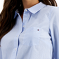 Camisa feminina Tommy Hilfiger de algodão com listras e botões, azul, tamanho XX-G