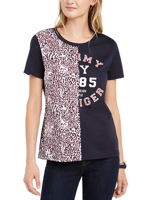 Camiseta Tommy Hilfiger Feminina Algodão Estampada Azul Tamanho XG