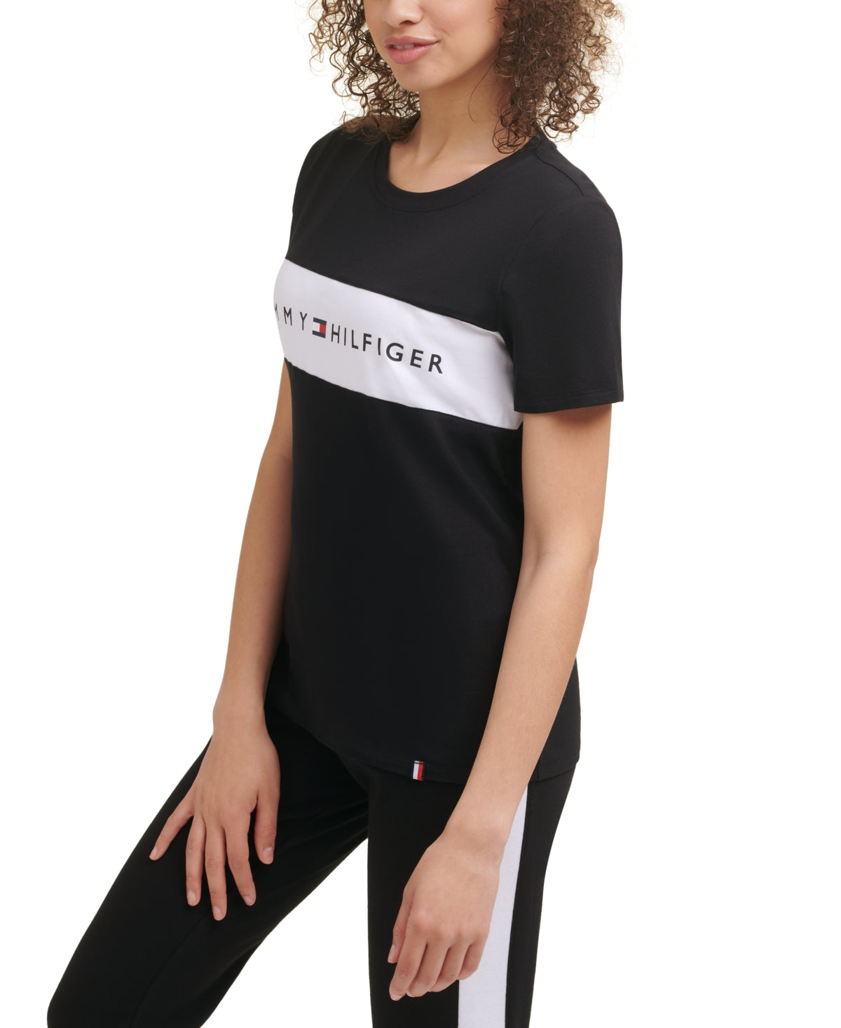 Camiseta Tommy Hilfiger Sport Colorblocked Logo Feminina Preta Tamanho P