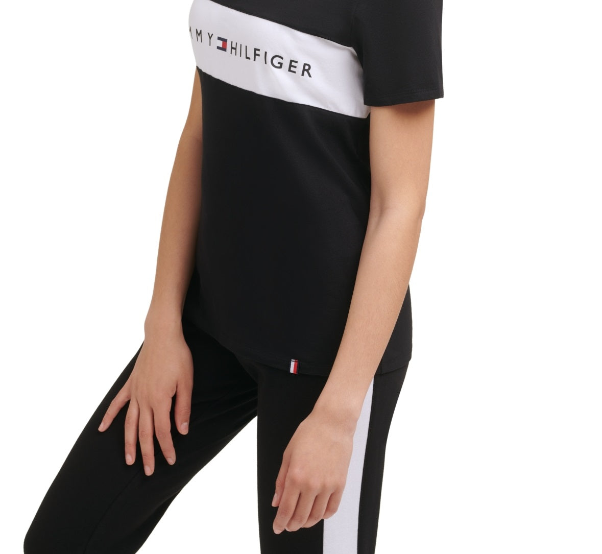 Camiseta Tommy Hilfiger Sport Colorblocked Logo Feminina Preta Tamanho P