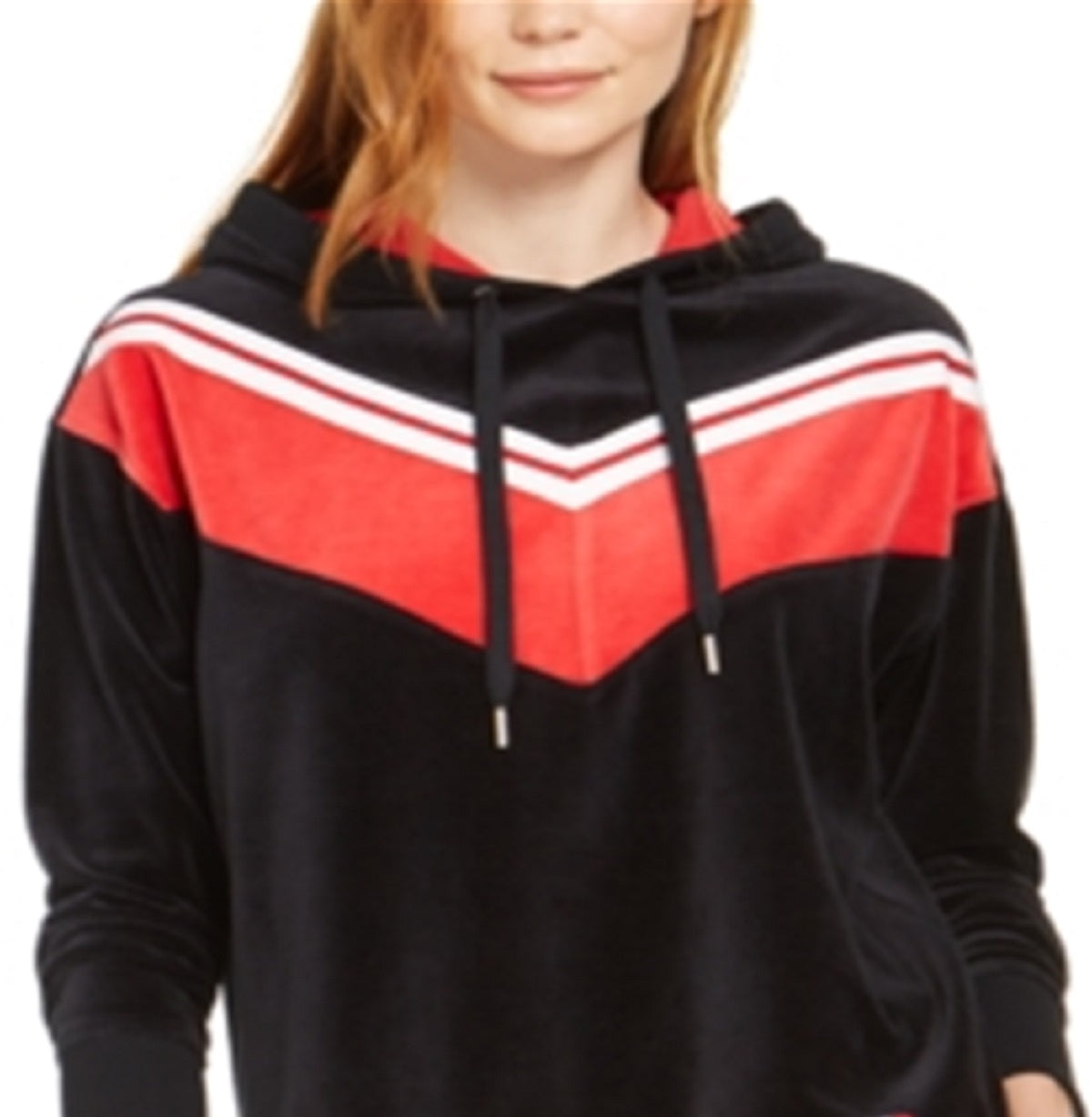 Tommy Hilfiger Velour Chevron Pullover Hoodie Feminino Preto Tamanho XX-G