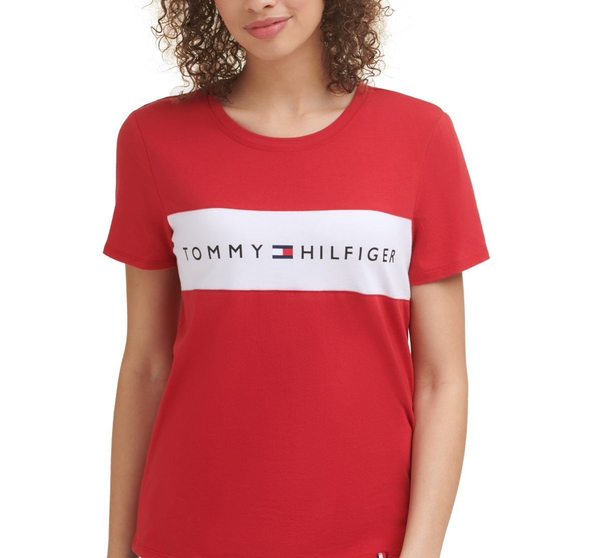 Camiseta Tommy Hilfiger Sport Colorblocked Logo Feminina Vermelha Tamanho X-G