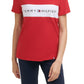 Camiseta Tommy Hilfiger Sport Colorblocked Logo Feminina Vermelha Tamanho X-G