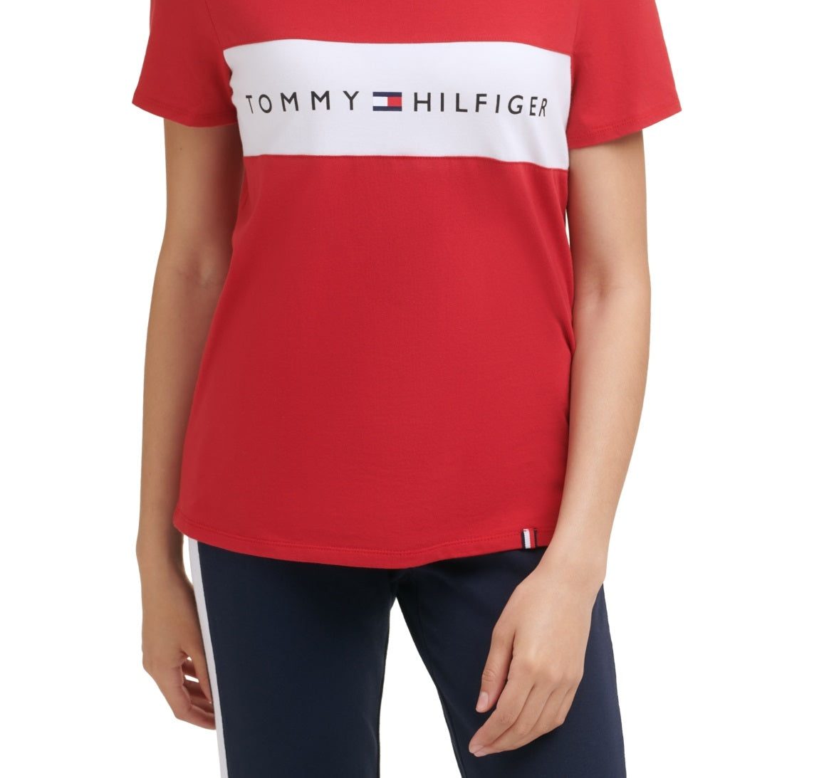 Camiseta Tommy Hilfiger Sport Colorblocked Logo Feminina Vermelha Tamanho X-G