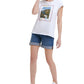 Tommy Hilfiger Women's Graphic Extended-Shoulder Top White Size Medium
