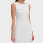 Vestido feminino Tommy Hilfiger com acabamento circular, branco, tamanho 14