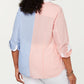 Camisa listrada bicolor de algodão Tommy Hilfiger feminina, rosa, tamanho 3X