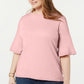 Blusa Tommy Hilfiger Feminina de Algodão com Manga Flare Rosa Tamanho 0X
