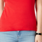 Camiseta feminina Tommy Hilfiger com decote em V, vermelha, tamanho médio