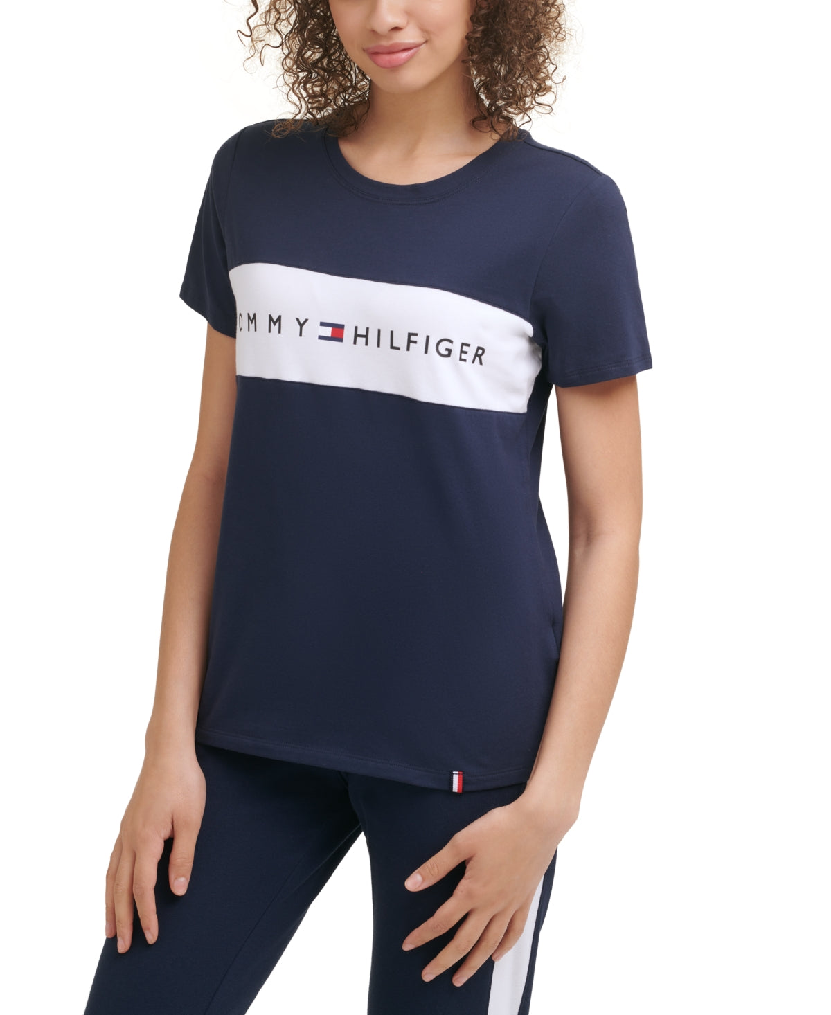 Camiseta Tommy Hilfiger Sport Colorblocked Logo Feminina Azul Tamanho X-G