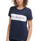 Camiseta Tommy Hilfiger Sport Colorblocked Logo Feminina Azul Tamanho X-G